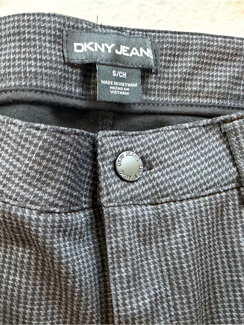 DKNY JEANS Gray Houndstooth Pants Size S